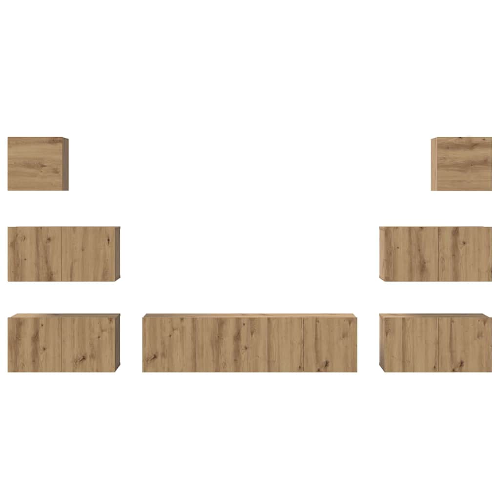 TV Cabinet Set Wall-mounted 8 pcs Artisan Oak Engineered Wood