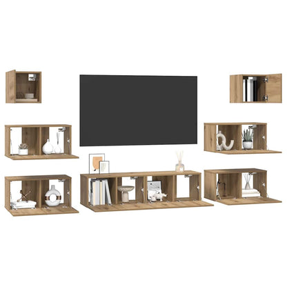 TV Cabinet Set Wall-mounted 8 pcs Artisan Oak Engineered Wood