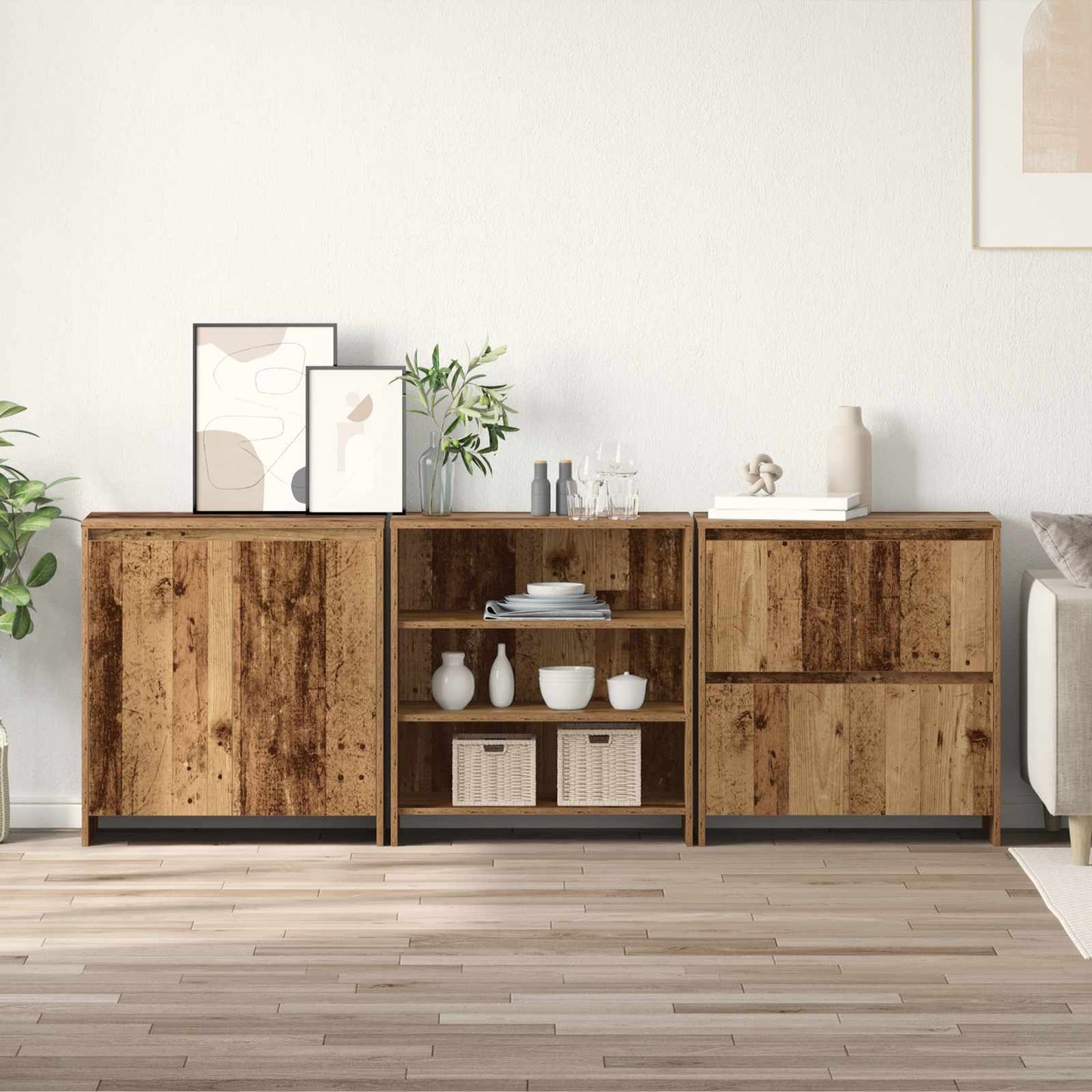 Sideboard 3 pcs Old Wood 70 x 41 x 75 cm Engineered Wood