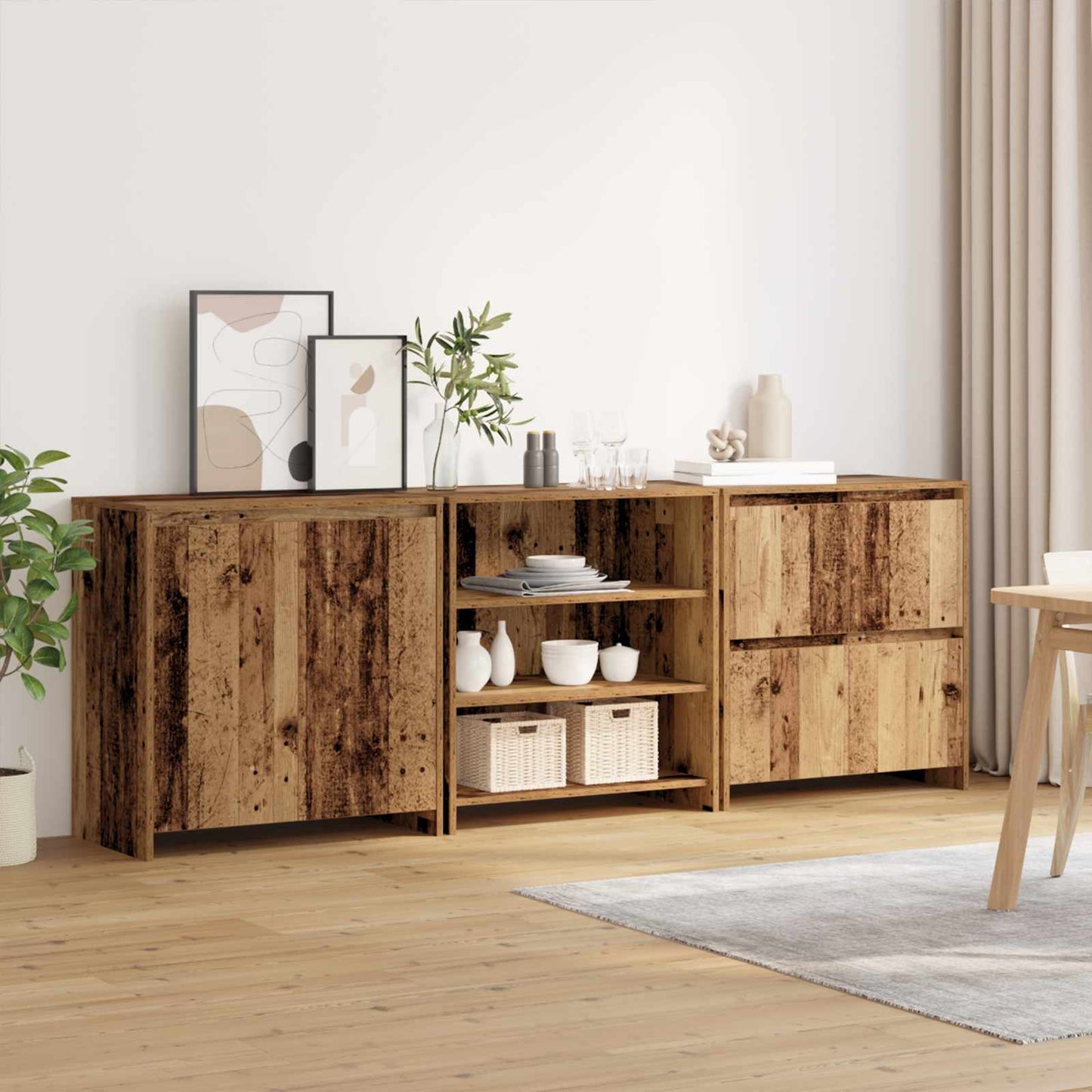 Sideboard 3 pcs Old Wood 70 x 41 x 75 cm Engineered Wood