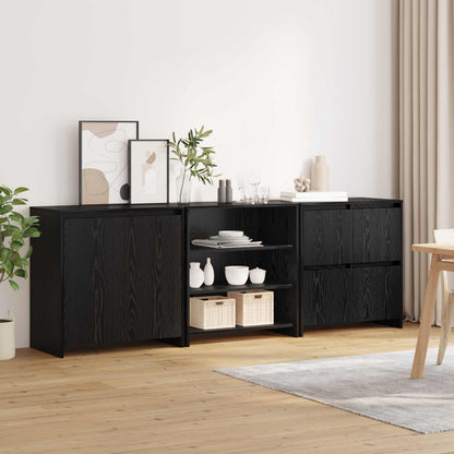 Sideboard 3 pcs Black Oak 70 x 41 x 75 cm Engineered Wood