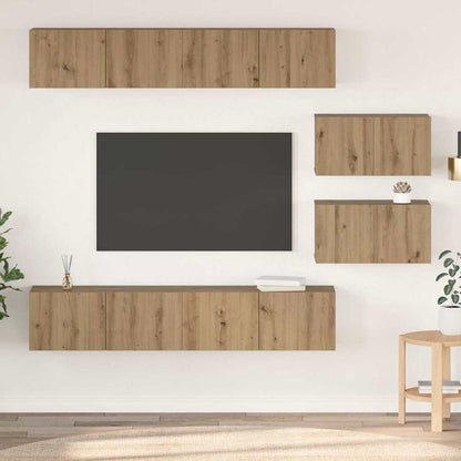 TV Cabinet Set Wall-mounted 6 pcs Artisan Oak Engineered Wood