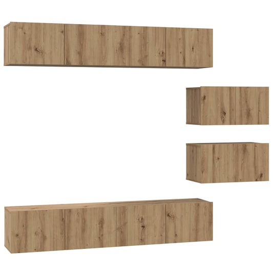 TV Cabinet Set Wall-mounted 6 pcs Artisan Oak Engineered Wood