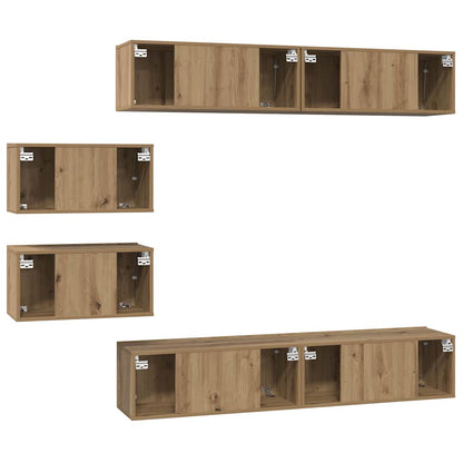 TV Cabinet Set Wall-mounted 6 pcs Artisan Oak Engineered Wood