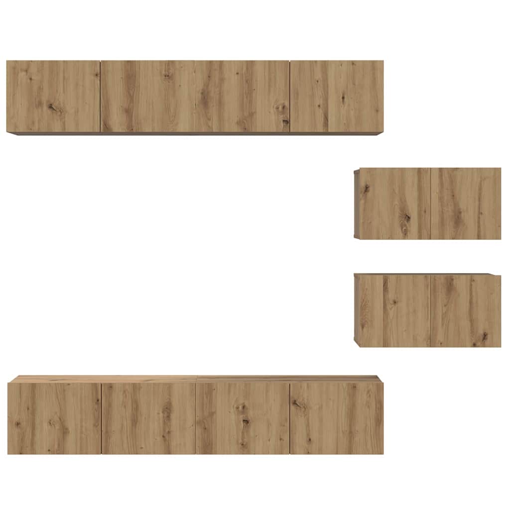 TV Cabinet Set Wall-mounted 6 pcs Artisan Oak Engineered Wood