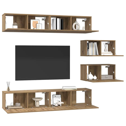 TV Cabinet Set Wall-mounted 6 pcs Artisan Oak Engineered Wood