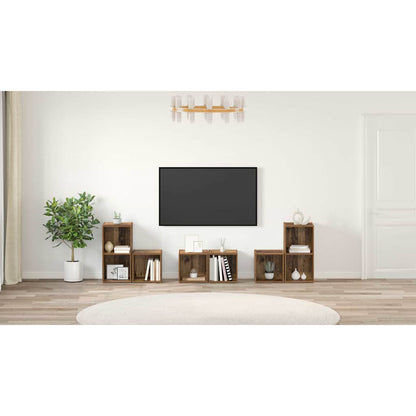 TV Cabinet Set Wall-mounted 6 pcs Old Wood Engineered Wood