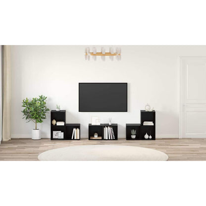 TV Cabinet Set Wall-mounted 6 pcs Black Oak Engineered Wood