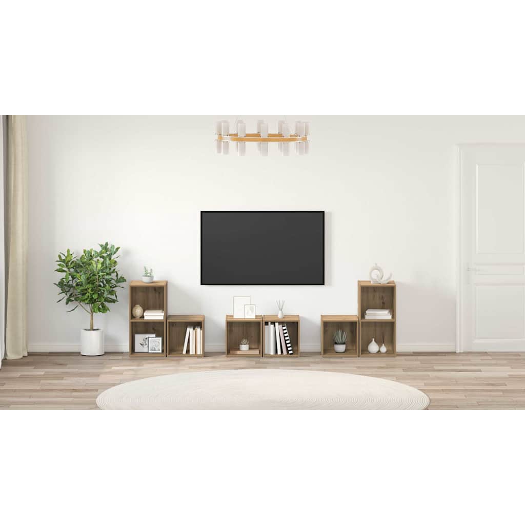 TV Cabinet Set Wall-mounted 6 pcs Artisan Oak Engineered Wood