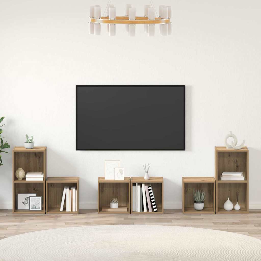 TV Cabinet Set 6 pcs Artisan Oak Engineered Wood