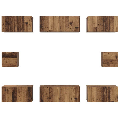 TV Cabinet Set Wall-mounted 8 pcs Old Wood Engineered Wood