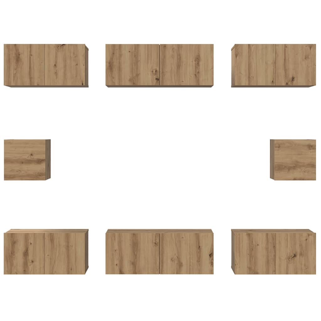 TV Cabinet Set Wall-mounted 8 pcs Artisan Oak Engineered Wood