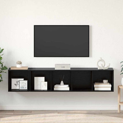 TV Cabinet Set 2 pcs Black Oak Engineered Wood