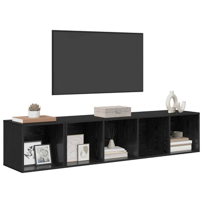 TV Cabinet Set 2 pcs Black Oak Engineered Wood