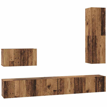Wall TV Cabinet Wall-mounted 4 pcs Old Wood Engineered Wood