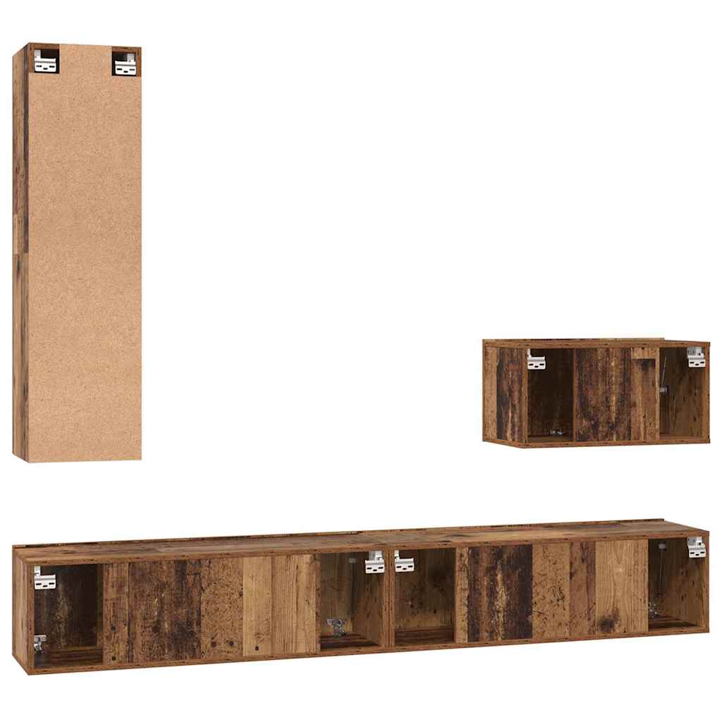 Wall TV Cabinet Wall-mounted 4 pcs Old Wood Engineered Wood
