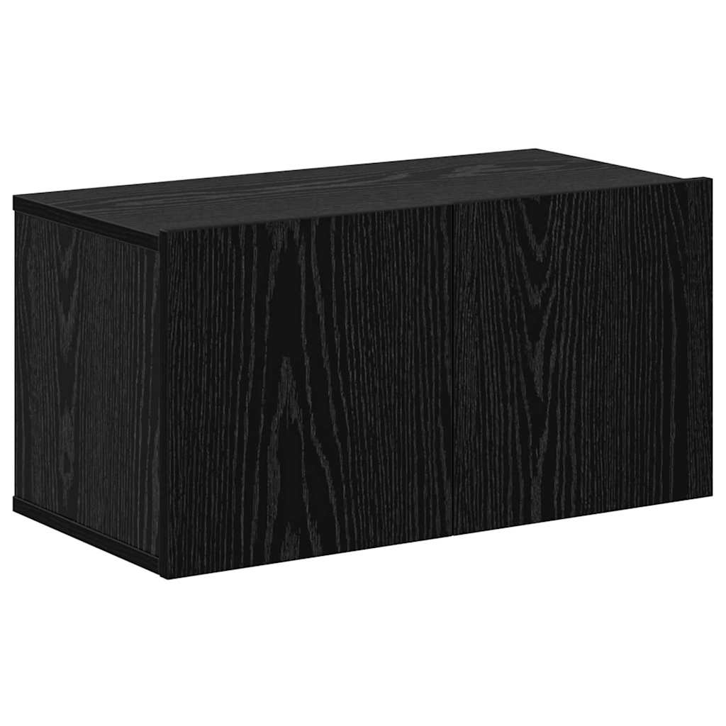 Wall TV Cabinet Wall-mounted 4 pcs Black Oak Engineered Wood