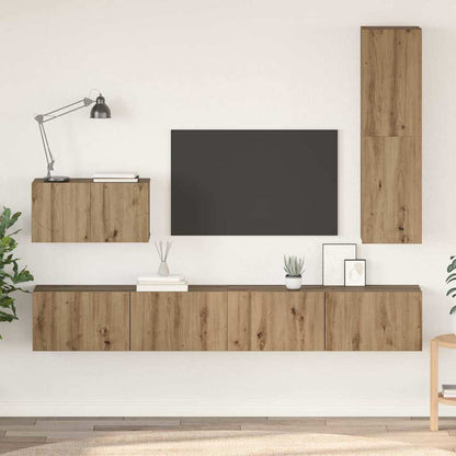 Wall TV Cabinet Wall-mounted 4 pcs Artisan Oak Engineered Wood