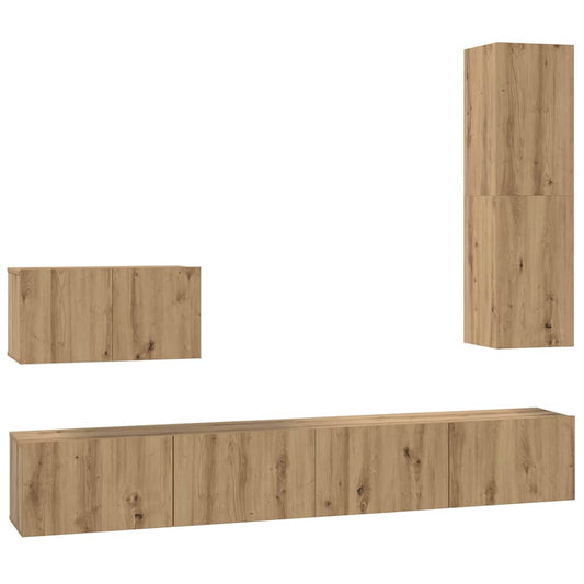Wall TV Cabinet Wall-mounted 4 pcs Artisan Oak Engineered Wood