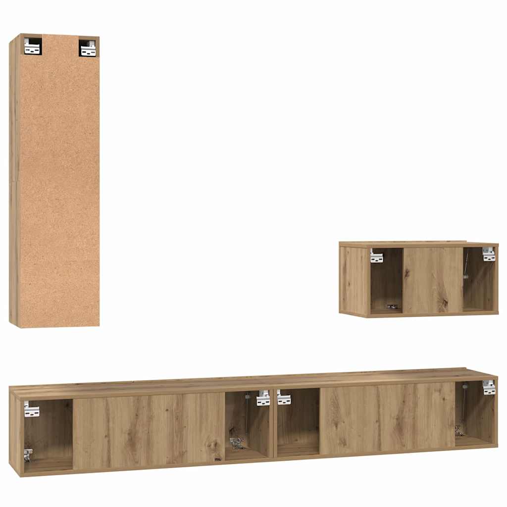Wall TV Cabinet Wall-mounted 4 pcs Artisan Oak Engineered Wood