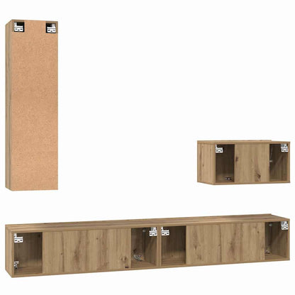 Wall TV Cabinet Wall-mounted 4 pcs Artisan Oak Engineered Wood