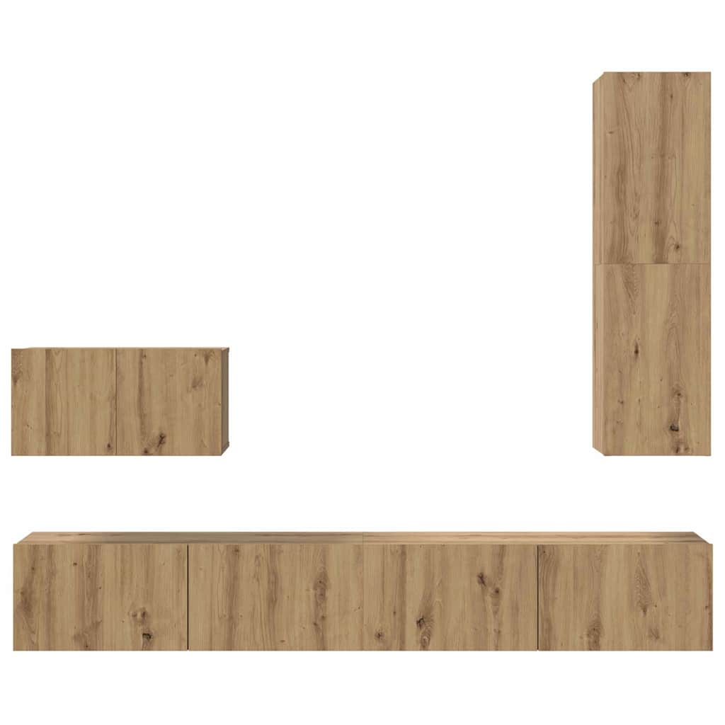 Wall TV Cabinet Wall-mounted 4 pcs Artisan Oak Engineered Wood