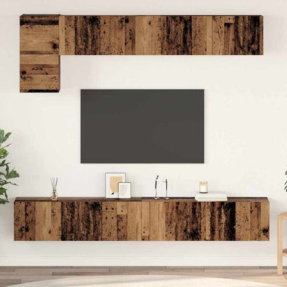TV Cabinet Set Wall-mounted 5 pcs Old Wood Engineered Wood
