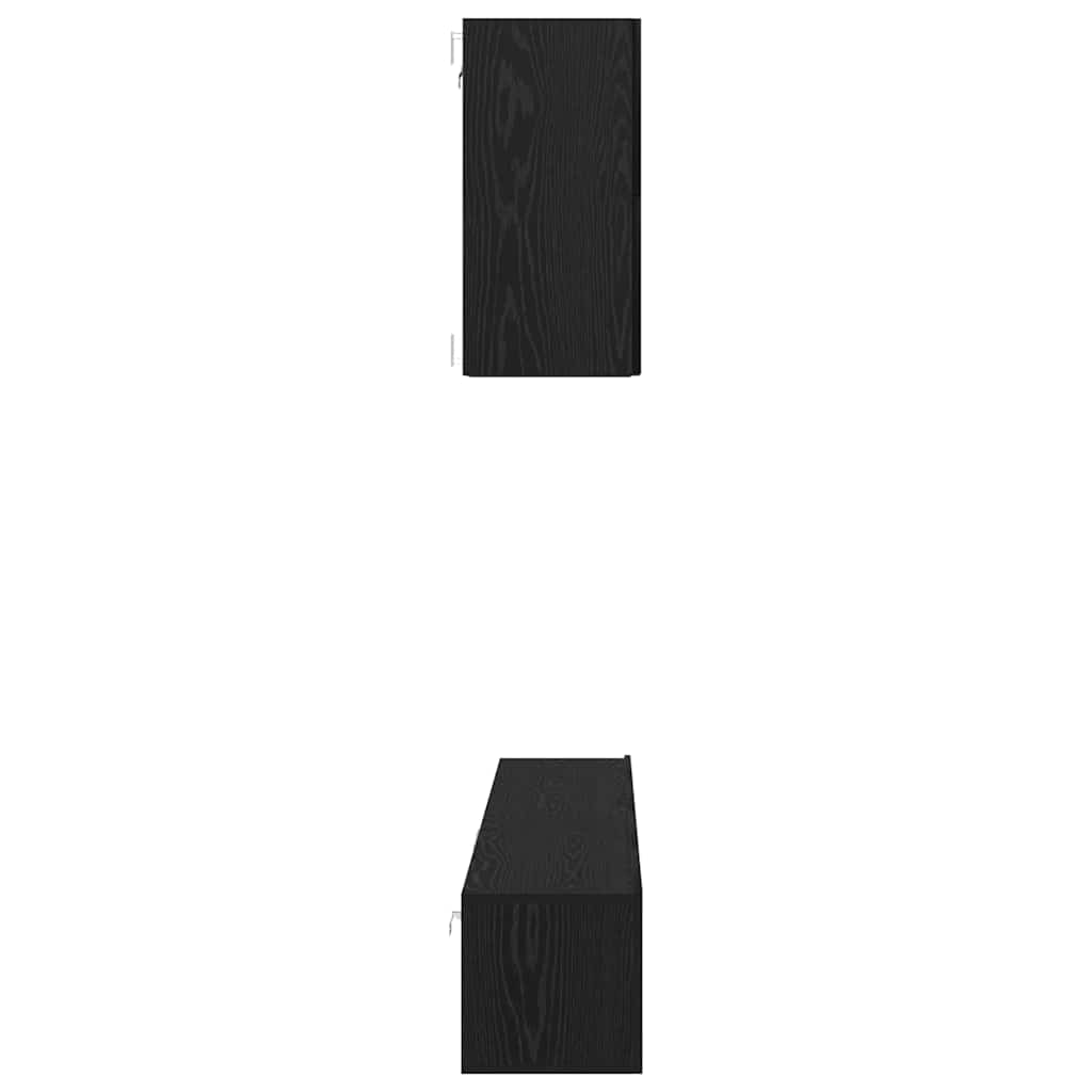 TV Cabinet Set Wall-mounted 5 pcs Black Oak Engineered Wood