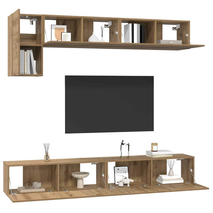 TV Cabinet Set Wall-mounted 5 pcs Artisan Oak Engineered Wood