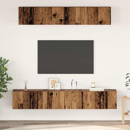 TV Cabinet Set Wall-mounted 5 pcs Old Wood Engineered Wood