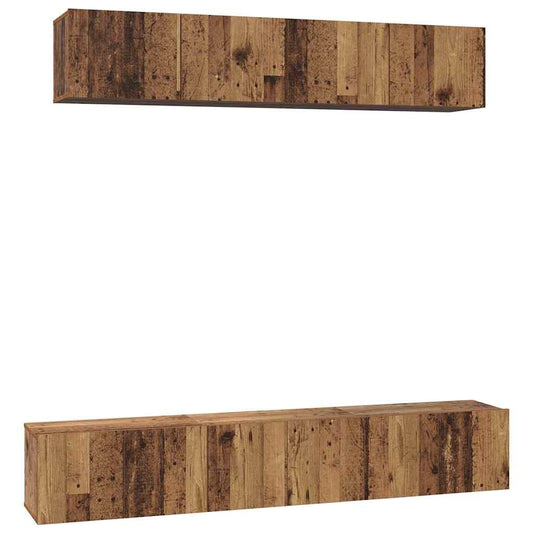 TV Cabinet Set Wall-mounted 5 pcs Old Wood Engineered Wood
