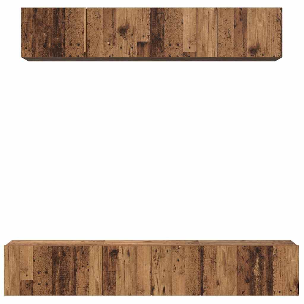 TV Cabinet Set Wall-mounted 5 pcs Old Wood Engineered Wood
