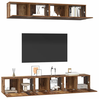 TV Cabinet Set Wall-mounted 5 pcs Old Wood Engineered Wood