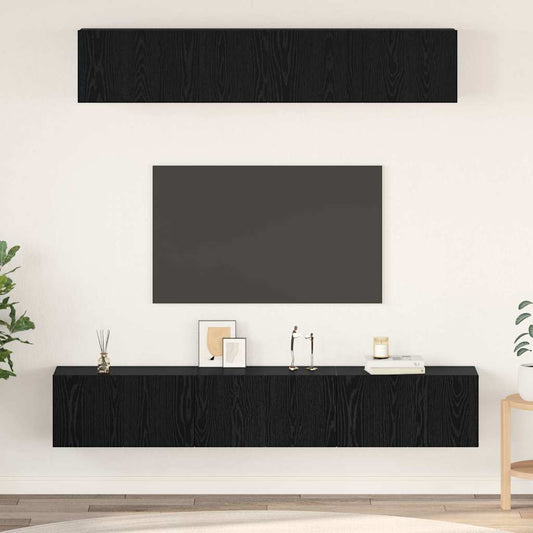 TV Cabinet Set 5 pcs Black Oak Engineered Wood