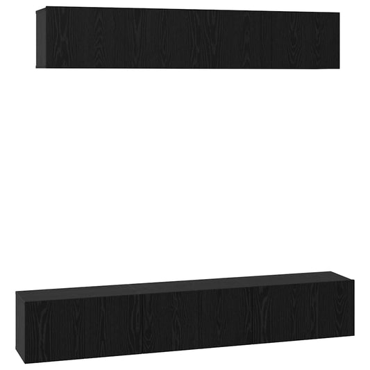 TV Cabinet Set 5 pcs Black Oak Engineered Wood