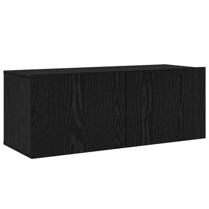 TV Cabinet Set 8 pcs Black Oak Engineered Wood