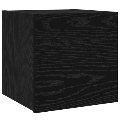 TV Cabinet Set 8 pcs Black Oak Engineered Wood