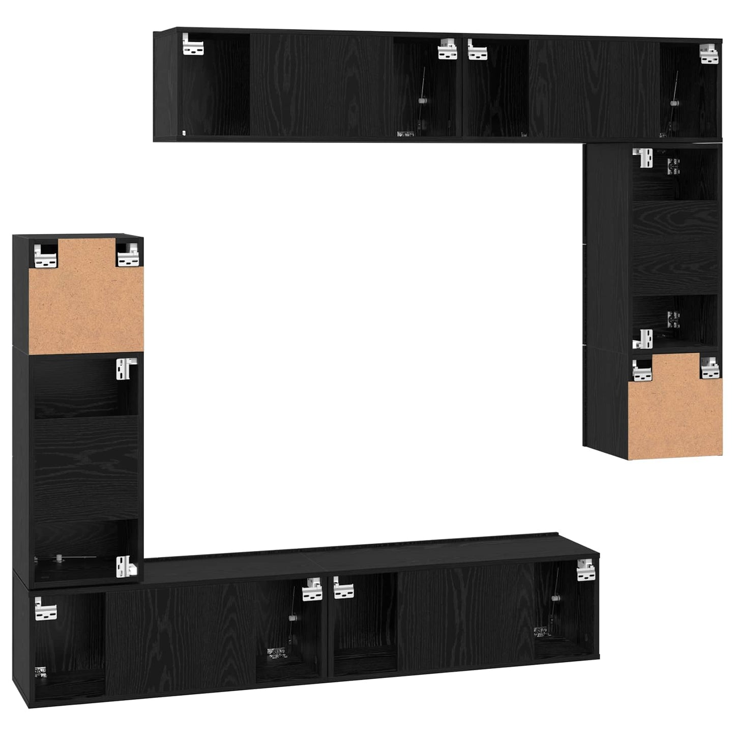 TV Cabinet Set 8 pcs Black Oak Engineered Wood