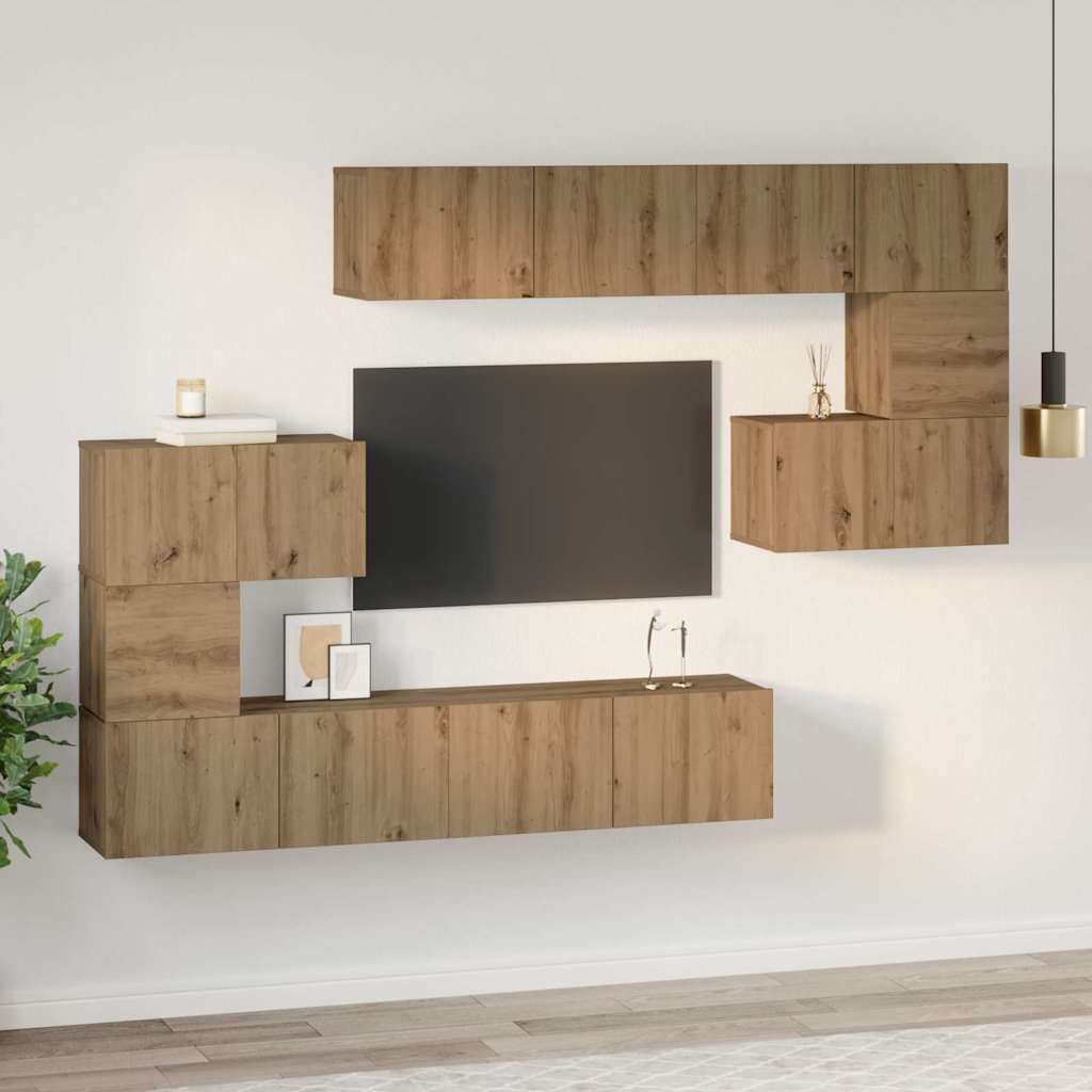 TV Cabinet Set Wall-mounted 8 pcs Artisan Oak Engineered Wood