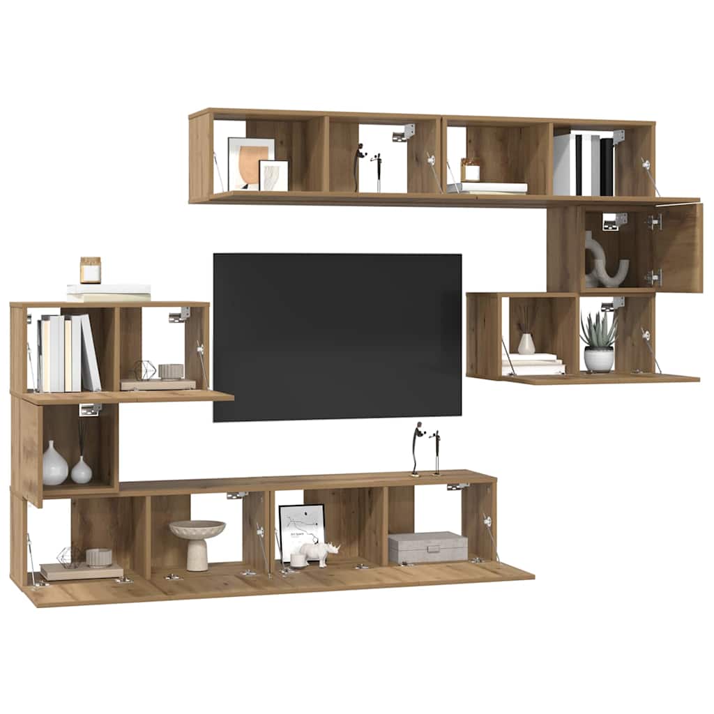 TV Cabinet Set Wall-mounted 8 pcs Artisan Oak Engineered Wood