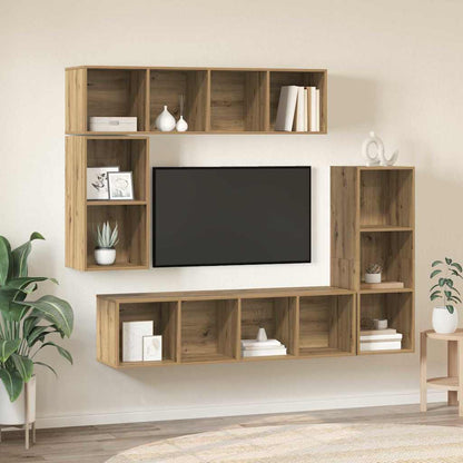 TV Cabinet Set Wall-mounted 4 pcs Artisan Oak Engineered Wood