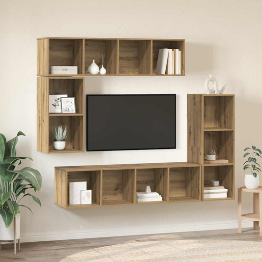 TV Cabinet Set 4 pcs Artisan Oak Engineered Wood