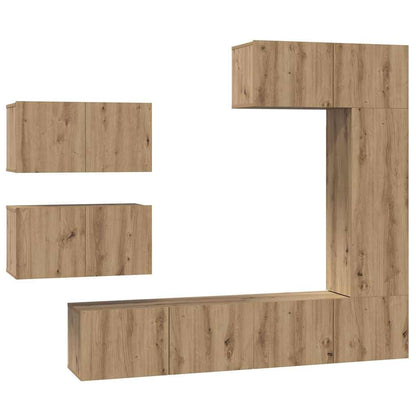 TV Cabinet Set Wall-mounted 6 pcs Artisan Oak Engineered Wood