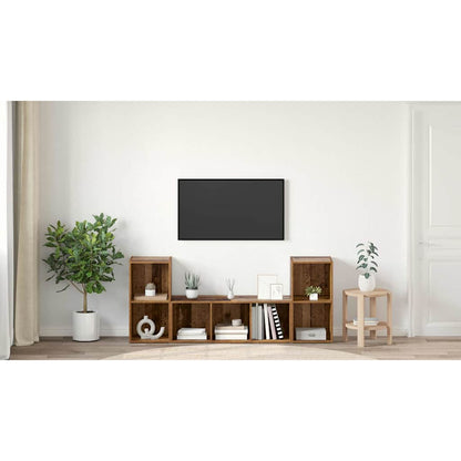 TV Cabinet Set Wall-mounted 3 pcs Brown Engineered Wood