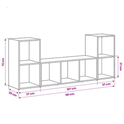 TV Cabinet Set Wall-mounted 3 pcs Brown Engineered Wood