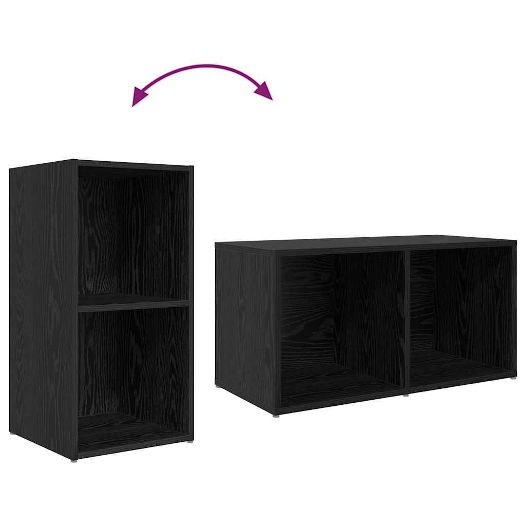 TV Cabinet Set 3 pcs Black Engineered Wood