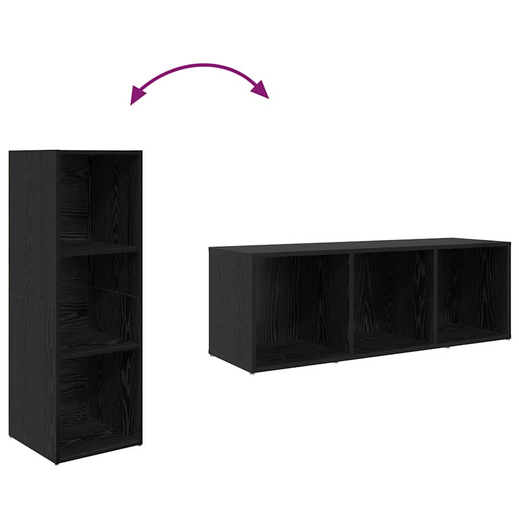TV Cabinet Set 3 pcs Black Engineered Wood