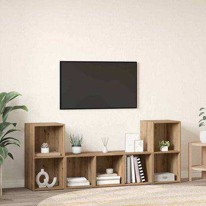 TV Cabinet Set Wall-mounted 3 pcs Brown Engineered Wood