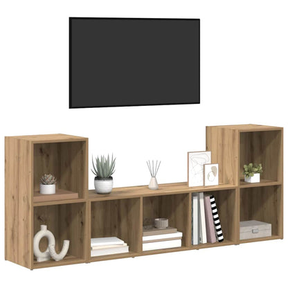 TV Cabinet Set Wall-mounted 3 pcs Brown Engineered Wood