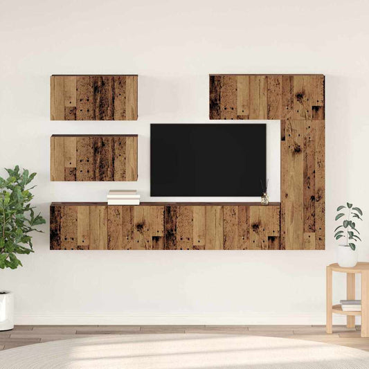TV Cabinet Set 6 pcs Old Wood Engineered Wood